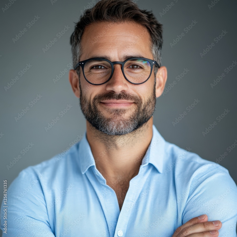 Portrait of a Smiling Mature Man with Glasses Portrait of a Smiling Mature Man with Glasses