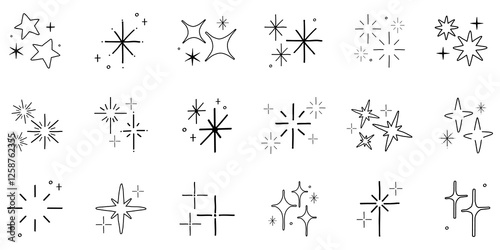 Canvas Print PNG Sparkling starburst decorative elements, transparent background