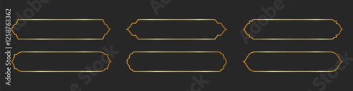 Islamic shapes gold banner. gold gradient border in islamic, arabic, oriental style. Silhouettes of arabesque traditional vector templates