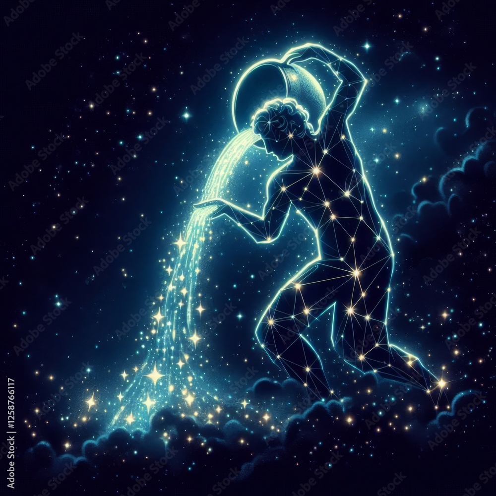 Visionary Aquarius Zodiac with Sparkling Stars Visionary Aquarius Zodiac with Sparkling Stars