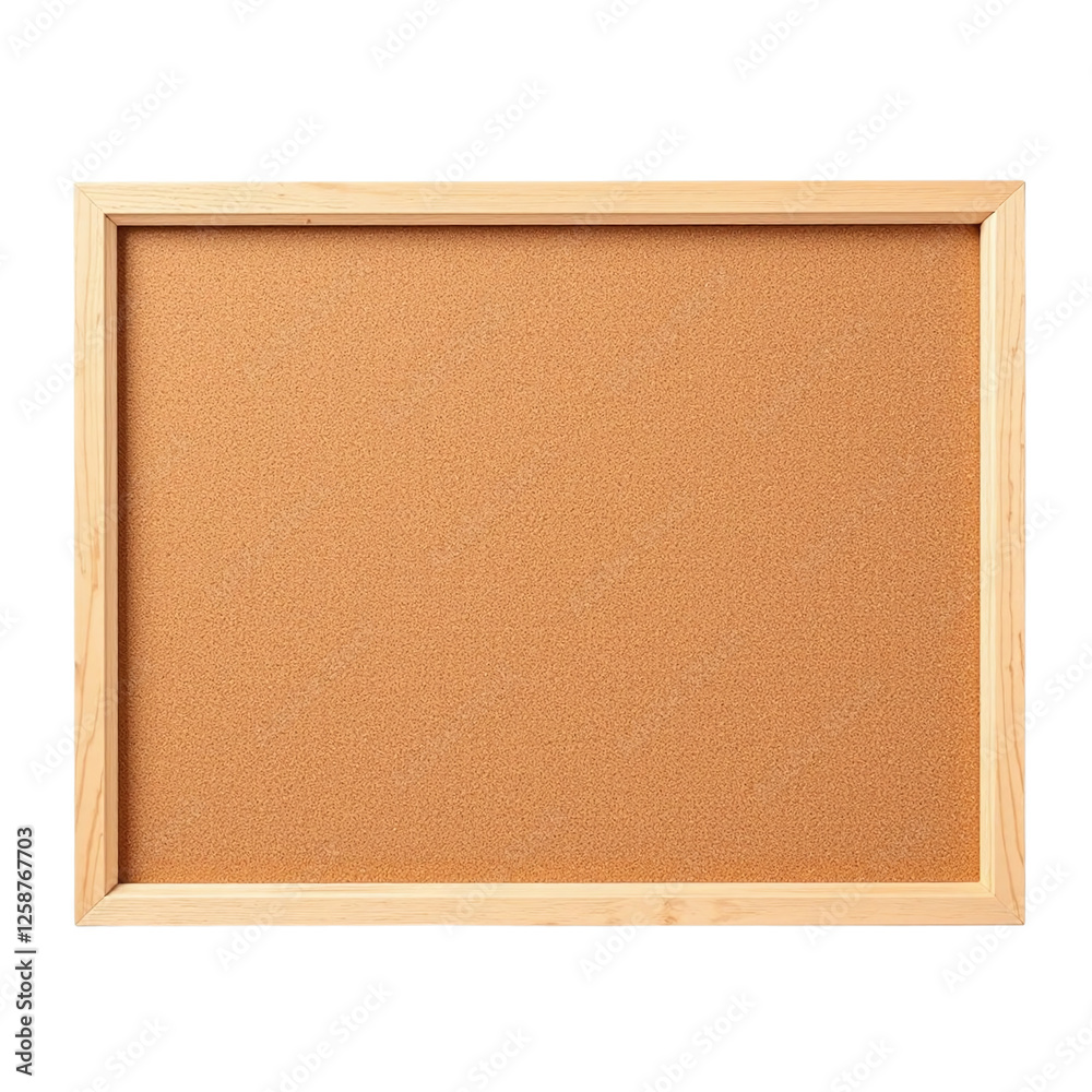 Fototapeta premium A close-up image of an empty corkboard with a light wooden frame against a cutout background.
