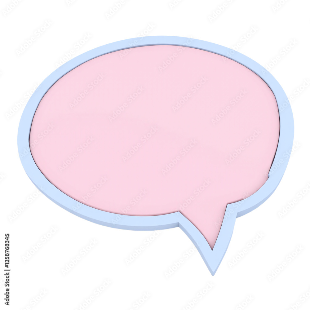 A 3D render of a pastel pink and blue speech bubble isolated on a cut out background. A 3D render of a pastel pink and blue speech bubble isolated on a cut out background.
