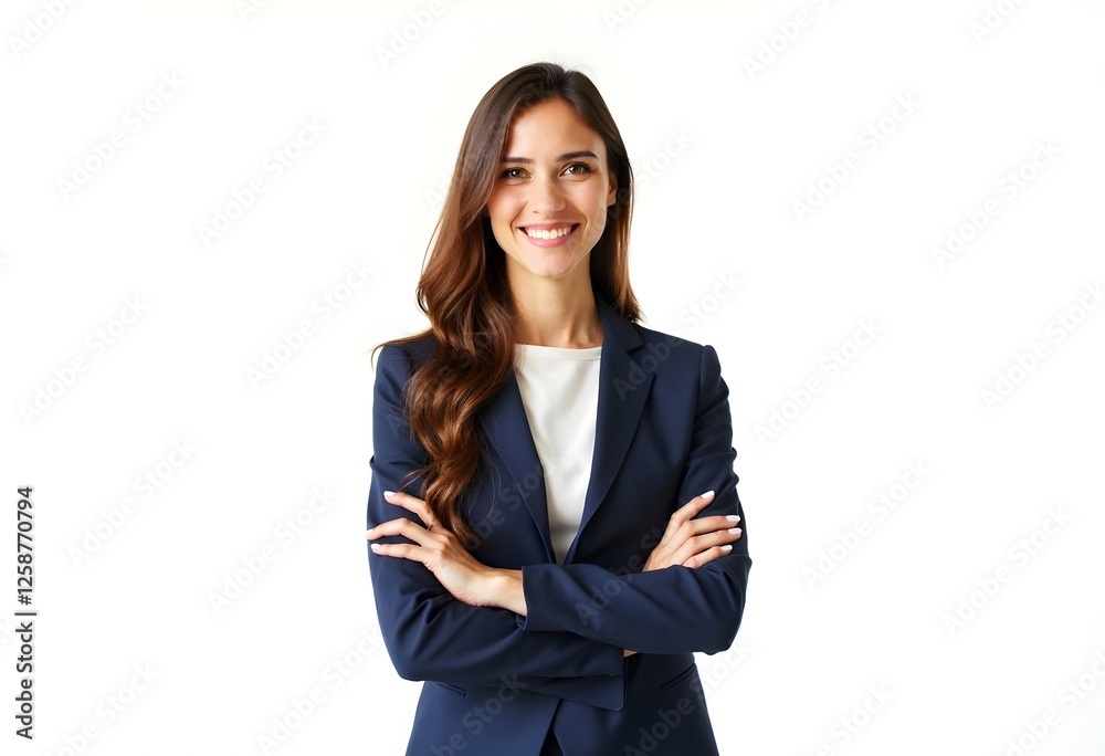 Confident and Successful Young Female Entrepreneur Posing with Crossed Arms, Isolated on White Confident and Successful Young Female Entrepreneur Posing with Crossed Arms, Isolated on White