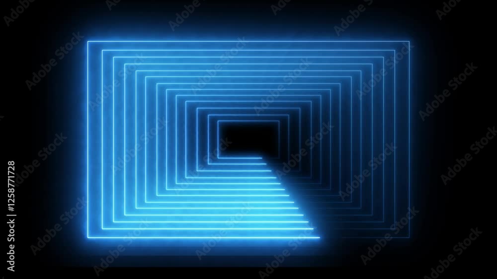 Abstract neon shape icon animation. rectangle concept on black background. Abstract neon shape icon animation. rectangle concept on black background.