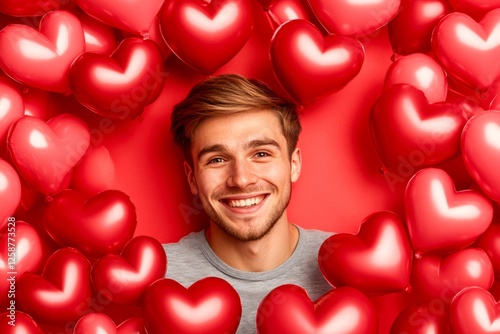 Love confession. Valentine's day greeting from man or for man: dazzling bold image of loving mixed-race young guy. Commercial ad idea. Emotional connection. Perfect couple. Love and tendernes. photo