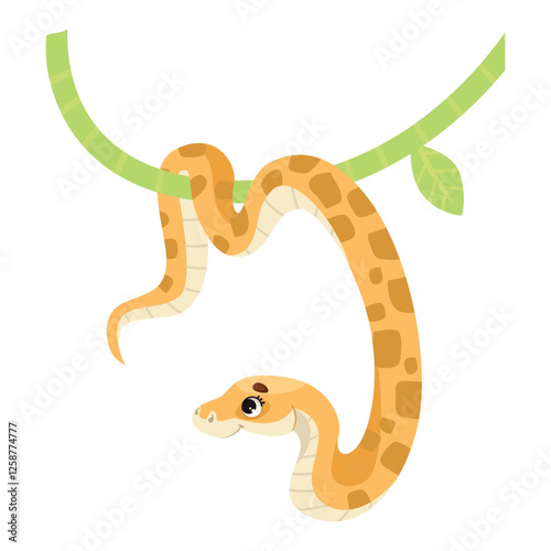 Snake with Long Tail as Tropical Animal and Wild African Fauna Vector Illustration