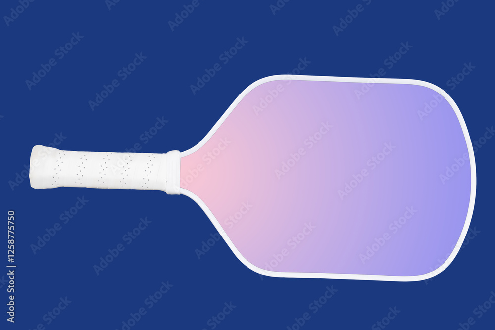 ..White Pickleball racket on a blue background.