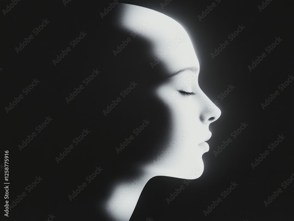 Profile of woman in shadow