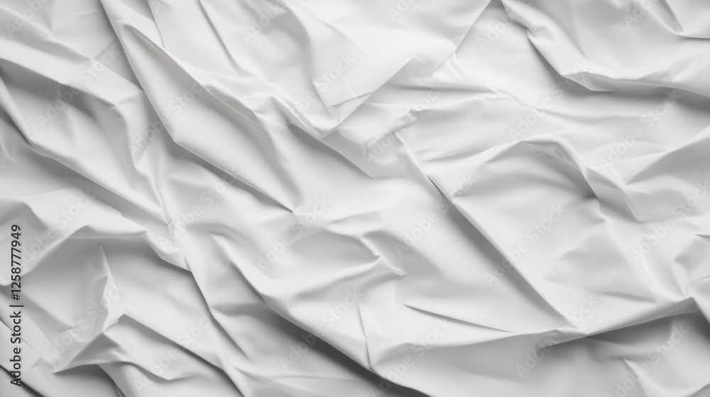 White fabric texture, crumpled folds, studio shot, background design White fabric texture, crumpled folds, studio shot, background design