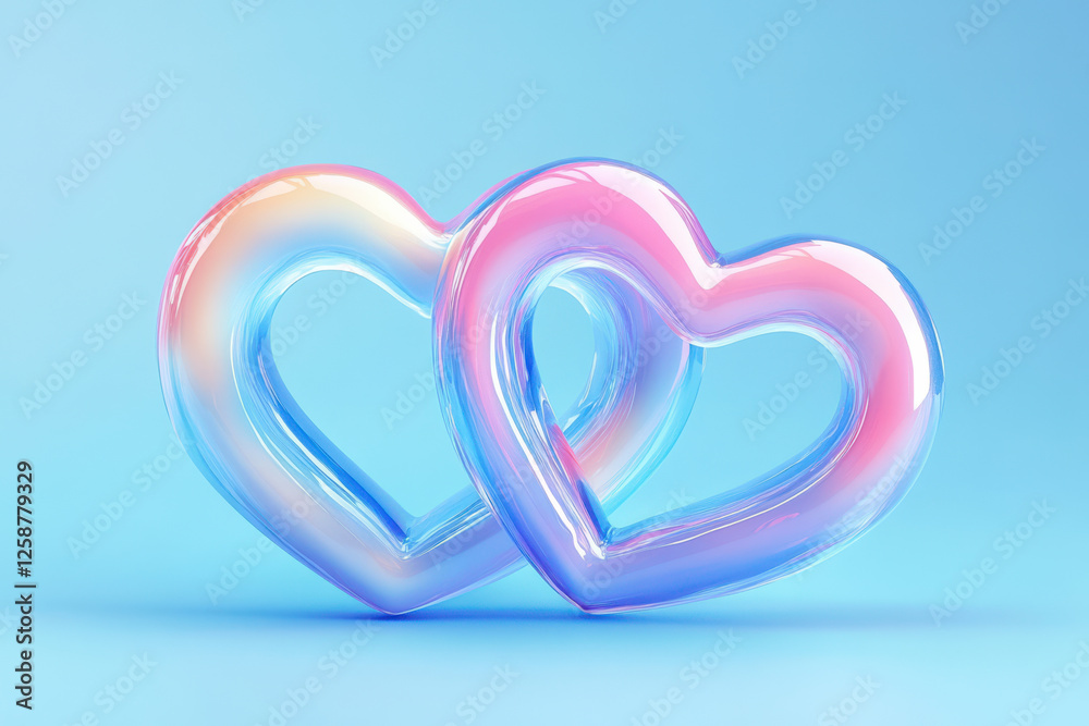 Valentine abstract heart shape. 3D render style illustration of a romantic heart