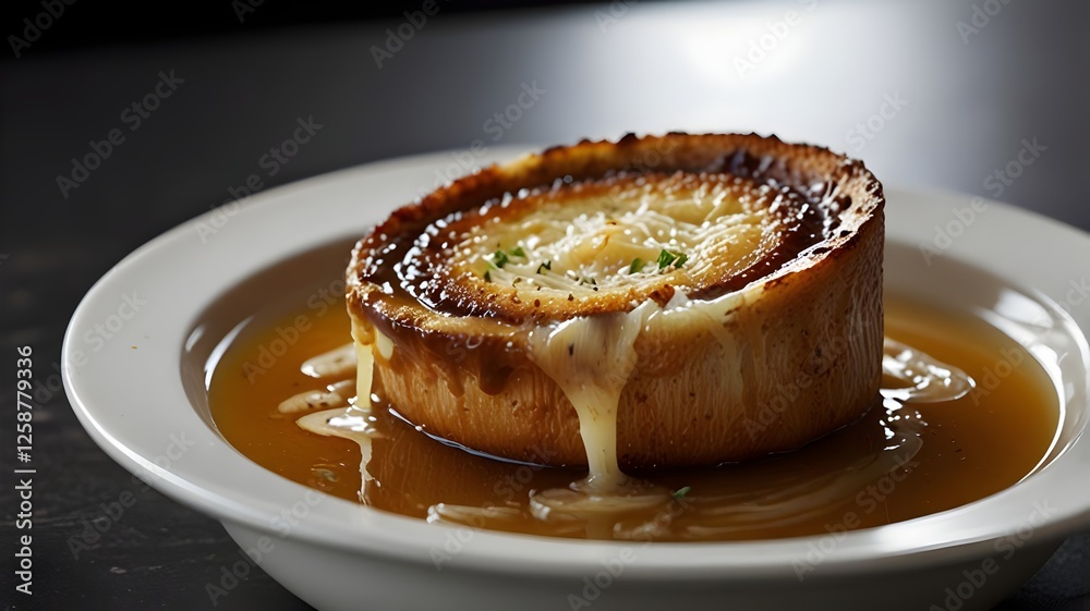 Classic French Onion Soup with Melted Cheese and Toasted Bread Classic French Onion Soup with Melted Cheese and Toasted Bread