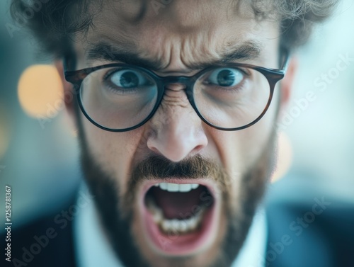 close-up of Angry Businessman Shouting photo