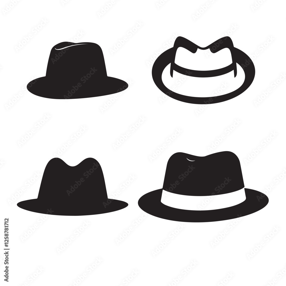 Hand drawn cowboy hat silhouette illustration Hand drawn cowboy hat silhouette illustration