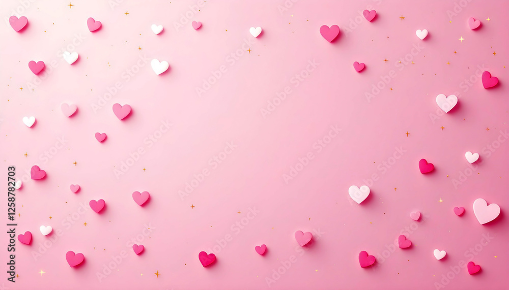 A Romantic Design Featuring Pink and White Hearts with Golden Sparkles for Love Themed Decorations A Romantic Design Featuring Pink and White Hearts with Golden Sparkles for Love Themed Decorations