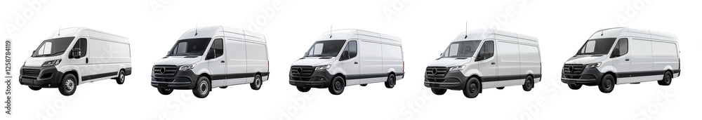 Naklejka premium White Cargo Delivery Van Set - PNG Cutout