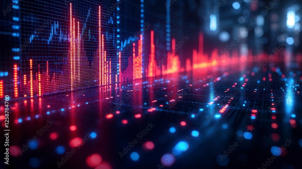 This image portrays an abstract data visualization with vibrant red and blue graphs, showcasing the dynamic flow of information in a visually striking manner. This image portrays an abstract data visualization with vibrant red and blue graphs, showcasing the dynamic flow of information in a visually striking manner.