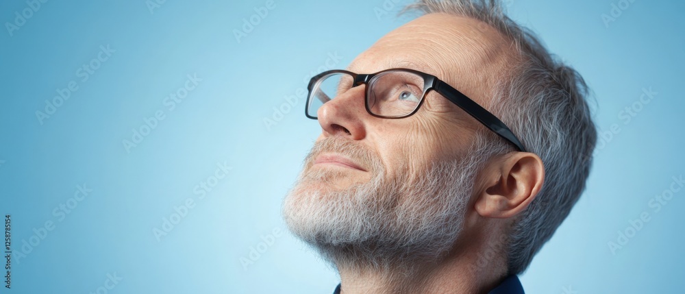 Fototapeta premium man with Glasses Looking Up at Something