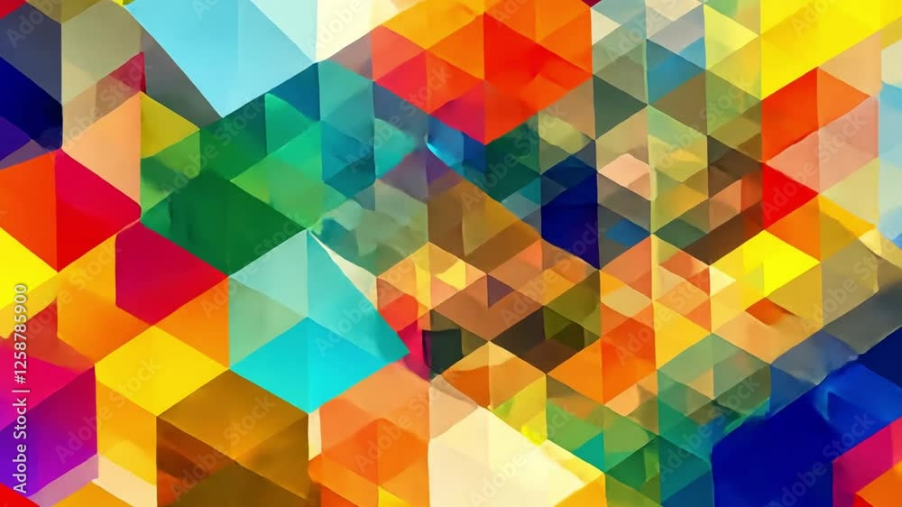 A vibrant abstract design featuring colorful geometric shapes and patterns footage