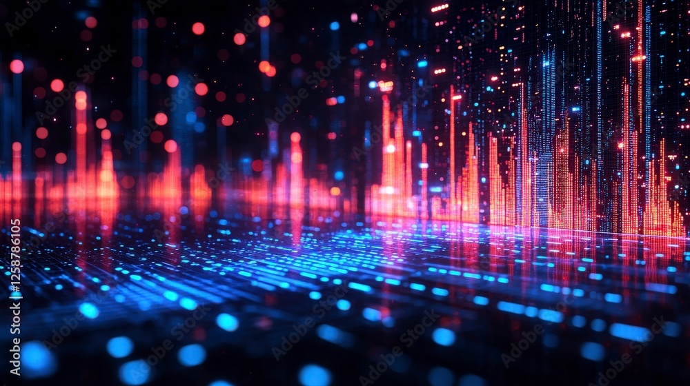 This captivating image presents vibrant data waves flowing through a futuristic digital space, encapsulating the essence of connectivity and the emotional depths of technology.