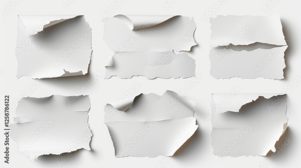 Fototapeta premium set of torn paper on white background