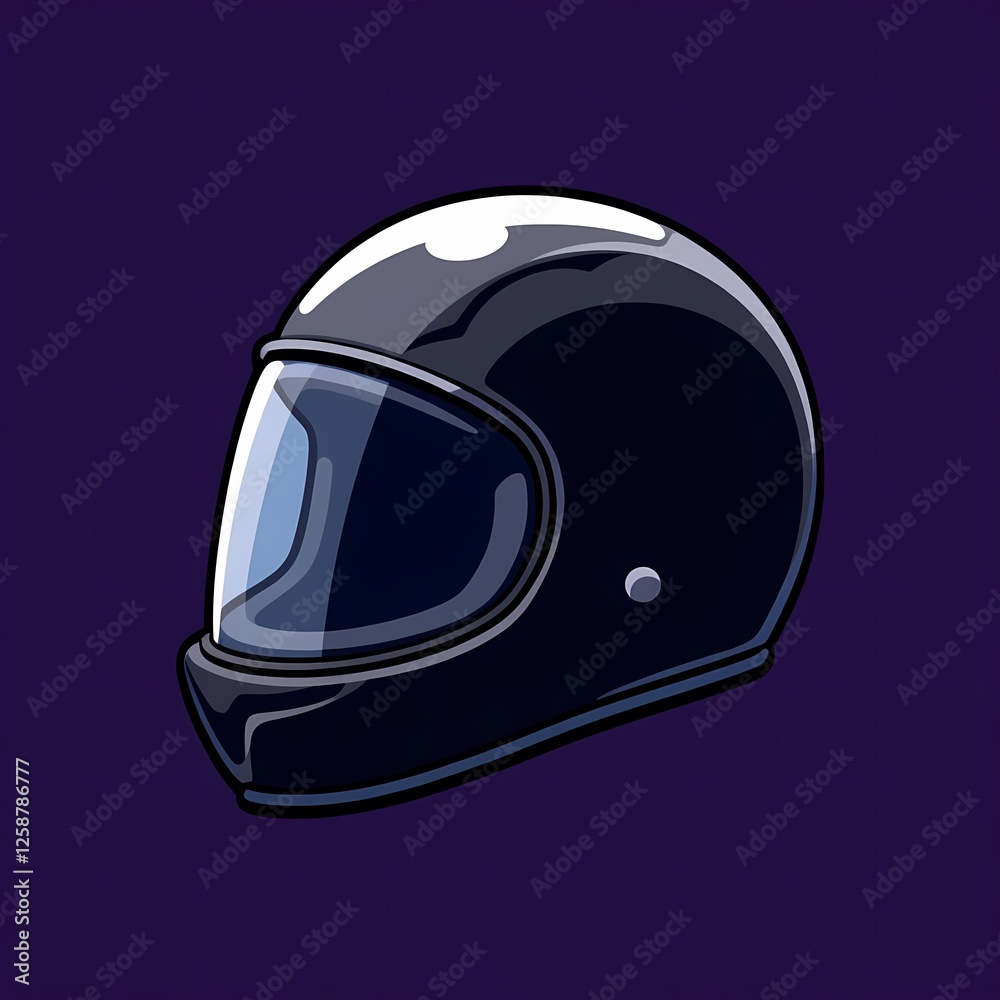 An retro image of a black helmet with a transparent body. The background is a deep purple color, adding depth and contrast. An retro image of a black helmet with a transparent body. The background is a deep purple color, adding depth and contrast.
