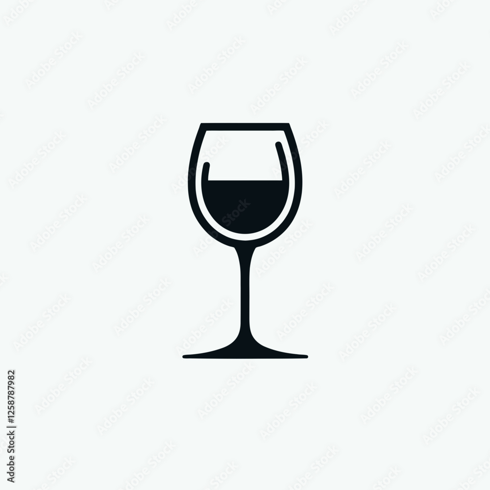 Glass of Wine Silhouettes in black on a white background Glass of Wine Silhouettes in black on a white background