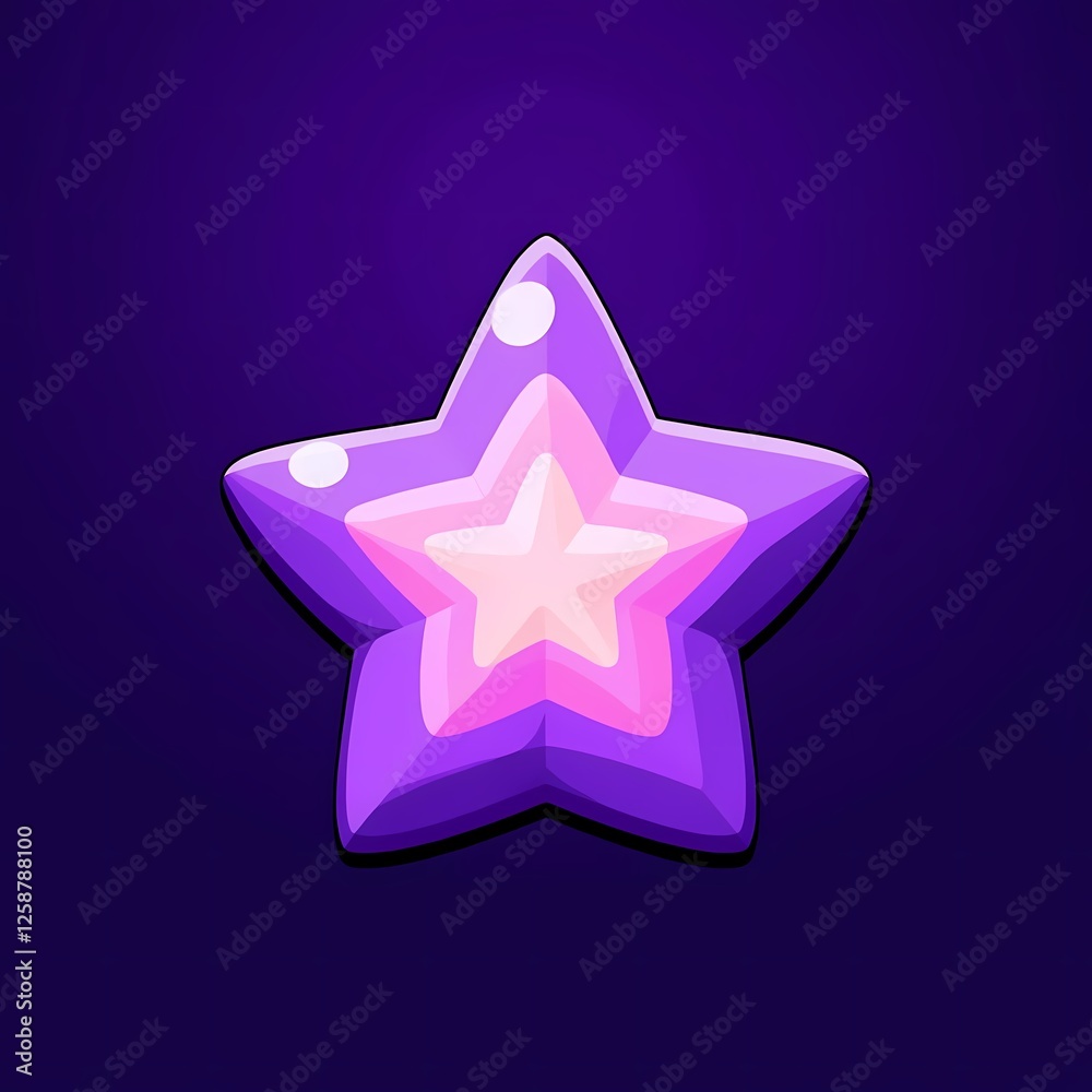 An chunky image of a purple star with a glowing center. The background is a deep purple color, adding depth and contrast. An chunky image of a purple star with a glowing center. The background is a deep purple color, adding depth and contrast.