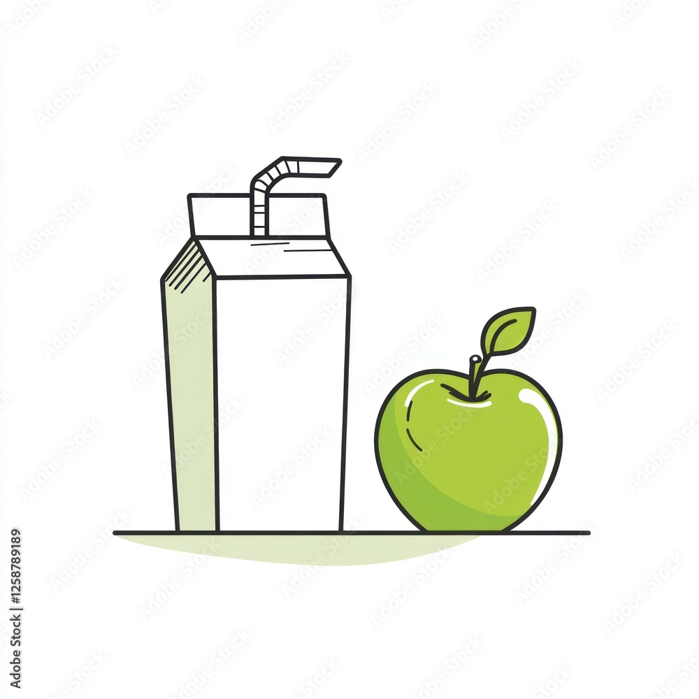 Simple Juice Box and Apple Illustration (1) Simple Juice Box and Apple Illustration (1)