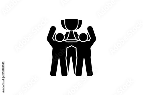 creative Black Silhouette Team Sharing Trophy Icon vector illustration