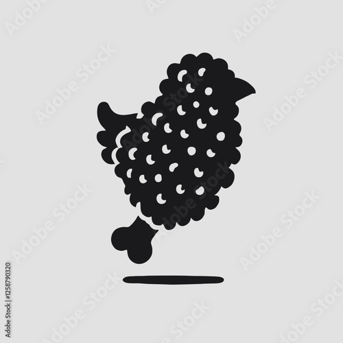 Fried Chicken Silhouette in black on a white background