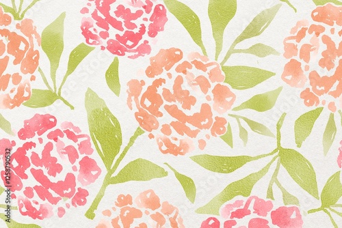 Fototapeta Naklejka Na Ścianę i Meble -  Summer flower background, watercolor hand painted pattern