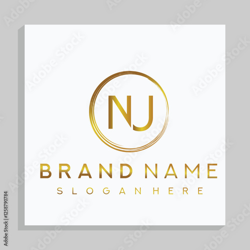 NU letter mark and branding golden colour logo design with a leaf. And your best choice.