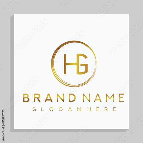 HG letter mark and branding golden colour logo design with a leaf. And your best choice.