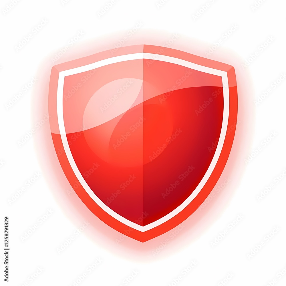 An glowing image of a red shield with a bold outline. The background is a soft white color, adding depth and contrast. An glowing image of a red shield with a bold outline. The background is a soft white color, adding depth and contrast.