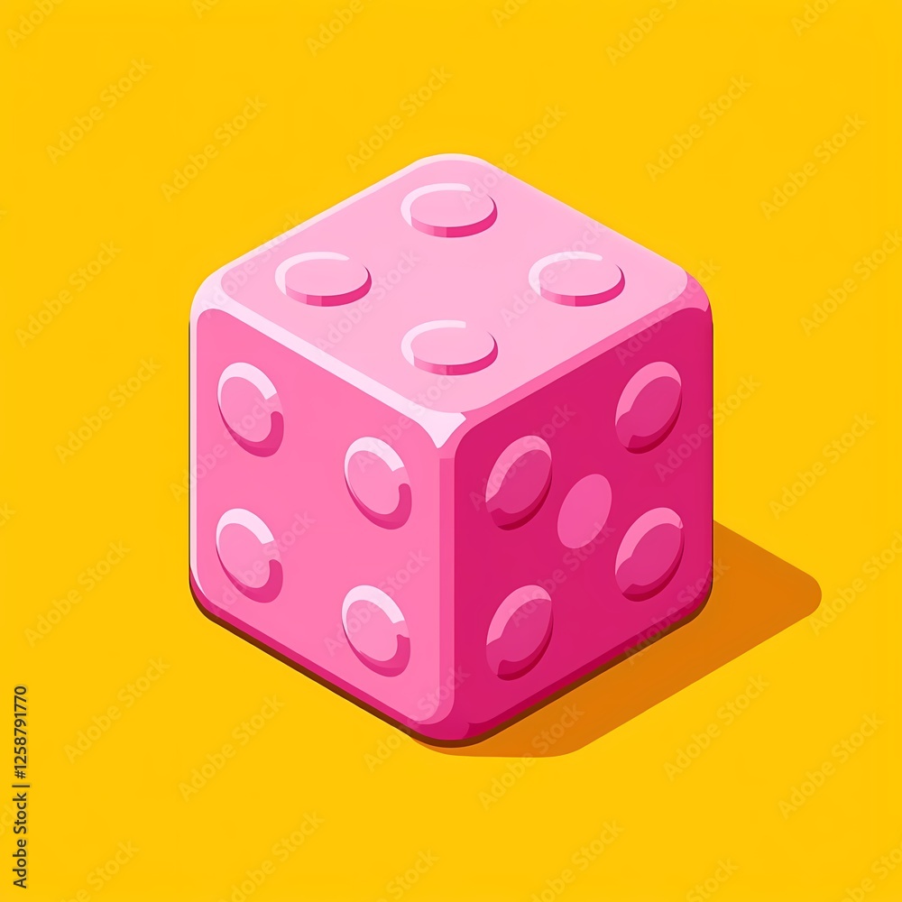 An retro image of a pink cube with embossed details. The background is a vibrant yellow color, adding depth and contrast. An retro image of a pink cube with embossed details. The background is a vibrant yellow color, adding depth and contrast.