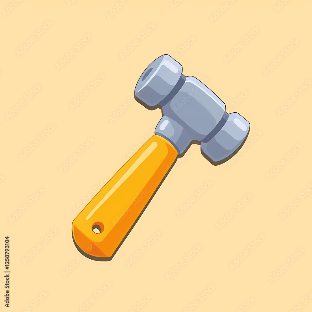 An vibrant image of a silver hammer with a yellow handle. The background is a sand beige color, adding depth and contrast. An vibrant image of a silver hammer with a yellow handle. The background is a sand beige color, adding depth and contrast.