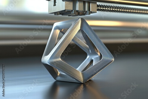 3D printed metal object. AI.