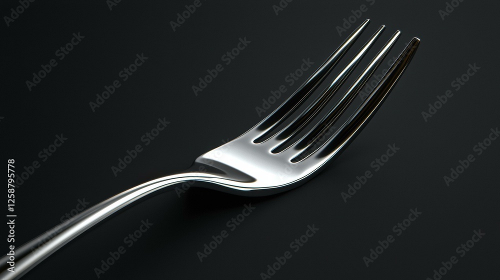 Polished fork against a dark background. AI. Polished fork against a dark background. AI.