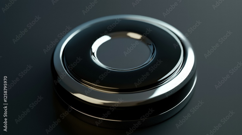 Sleek black and chrome button. AI. Sleek black and chrome button. AI.