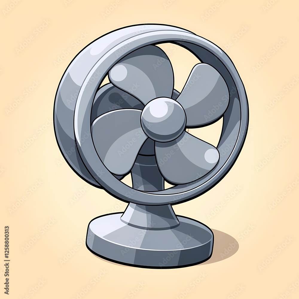 An detailed image of a silver fan with a metallic finish. The background is a sand beige color, adding depth and contrast. An detailed image of a silver fan with a metallic finish. The background is a sand beige color, adding depth and contrast.