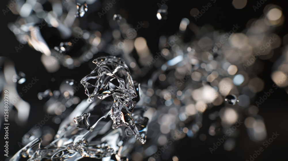 Obraz premium shattering glass fragments on black background