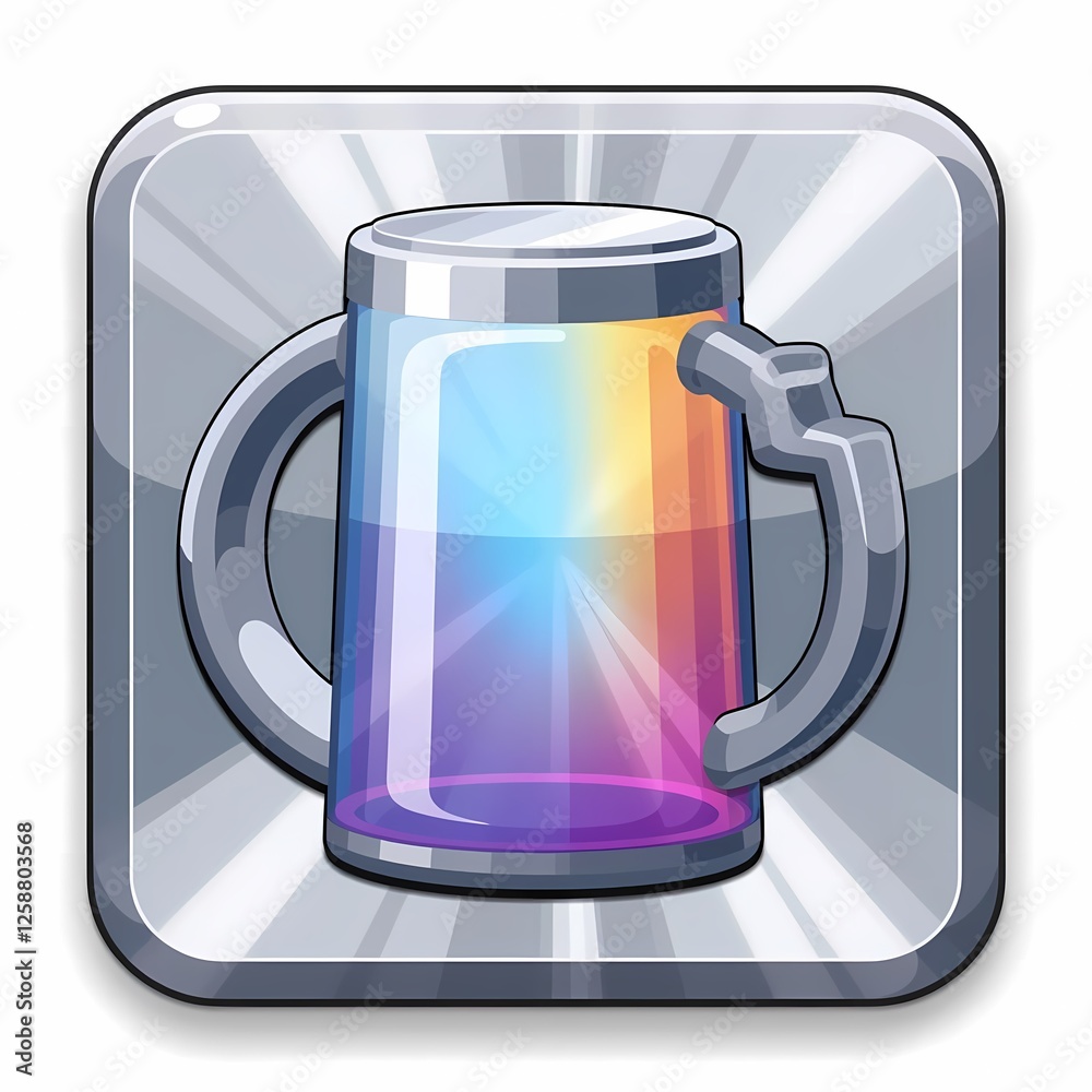 An futuristic image of a silver mug with a colorful gradient. The background is a metallic silver color, adding depth and contrast. An futuristic image of a silver mug with a colorful gradient. The background is a metallic silver color, adding depth and contrast.
