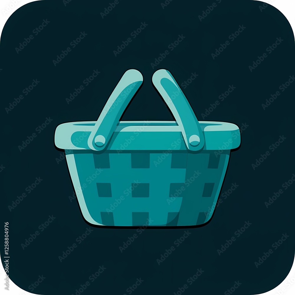 Fototapeta premium An modern image of a teal basket with a matte finish. The background is a midnight black color, adding depth and contrast.