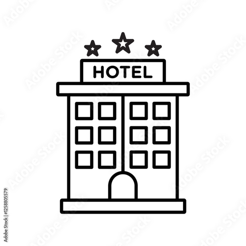 3 star Hotel icon Outline vector symbol sign