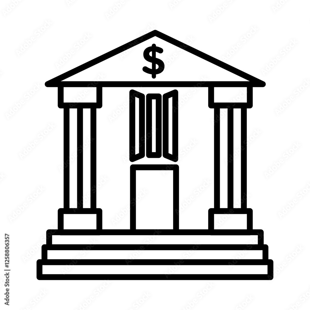 Bank icon Outline vector symbol sign