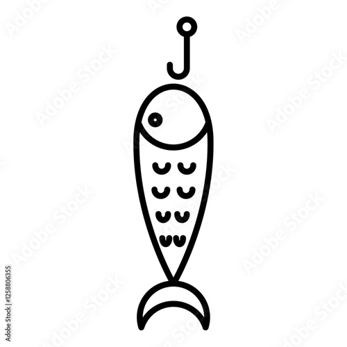 Bait Fishing Minnow icon Outline vector symbol sign