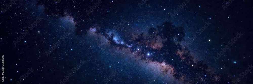 Fototapeta premium Vast, inky black sky, countless stars scattered, image, infinite, space