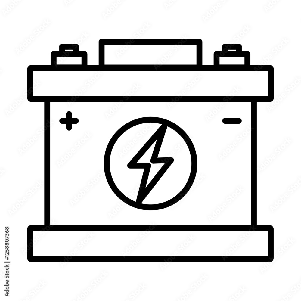 Car battery icon Outline vector symbol sign Car battery icon Outline vector symbol sign