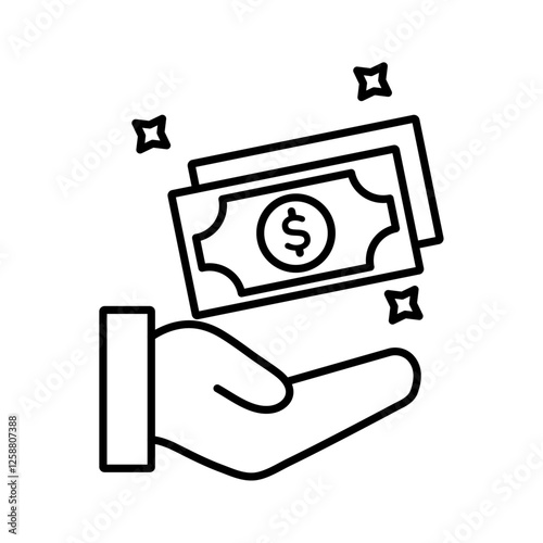 Cash bonus icon Outline vector symbol sign