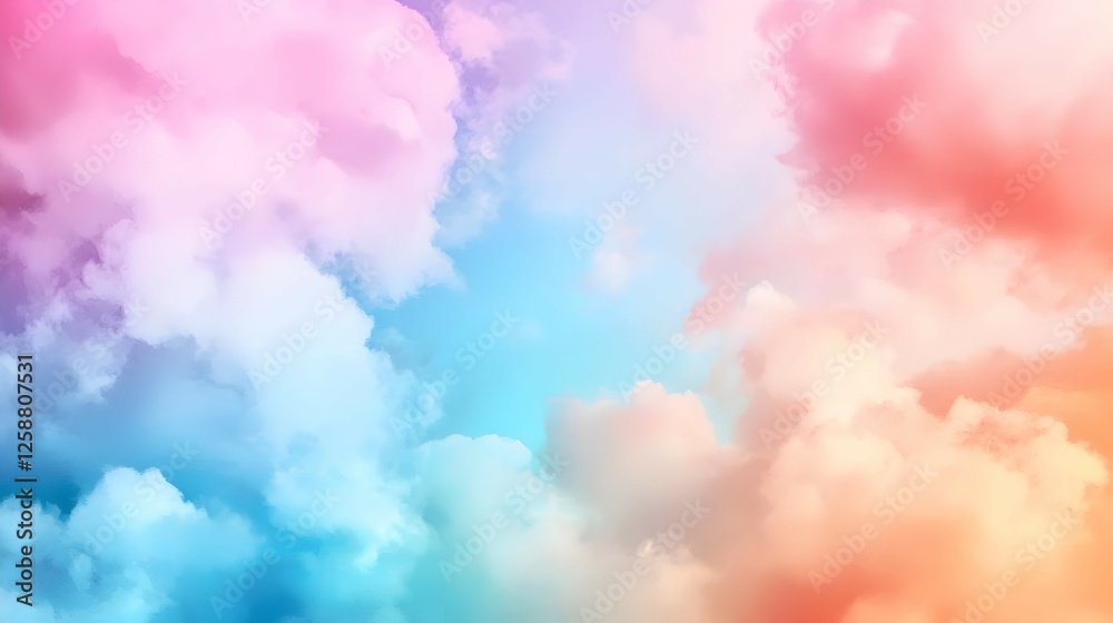 Pastel Cloudscape: Soft Pink, Blue, and Orange Clouds in a Dreamy Sky